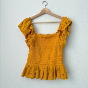 House of Harlow 1960 Smocked Eyelet Top